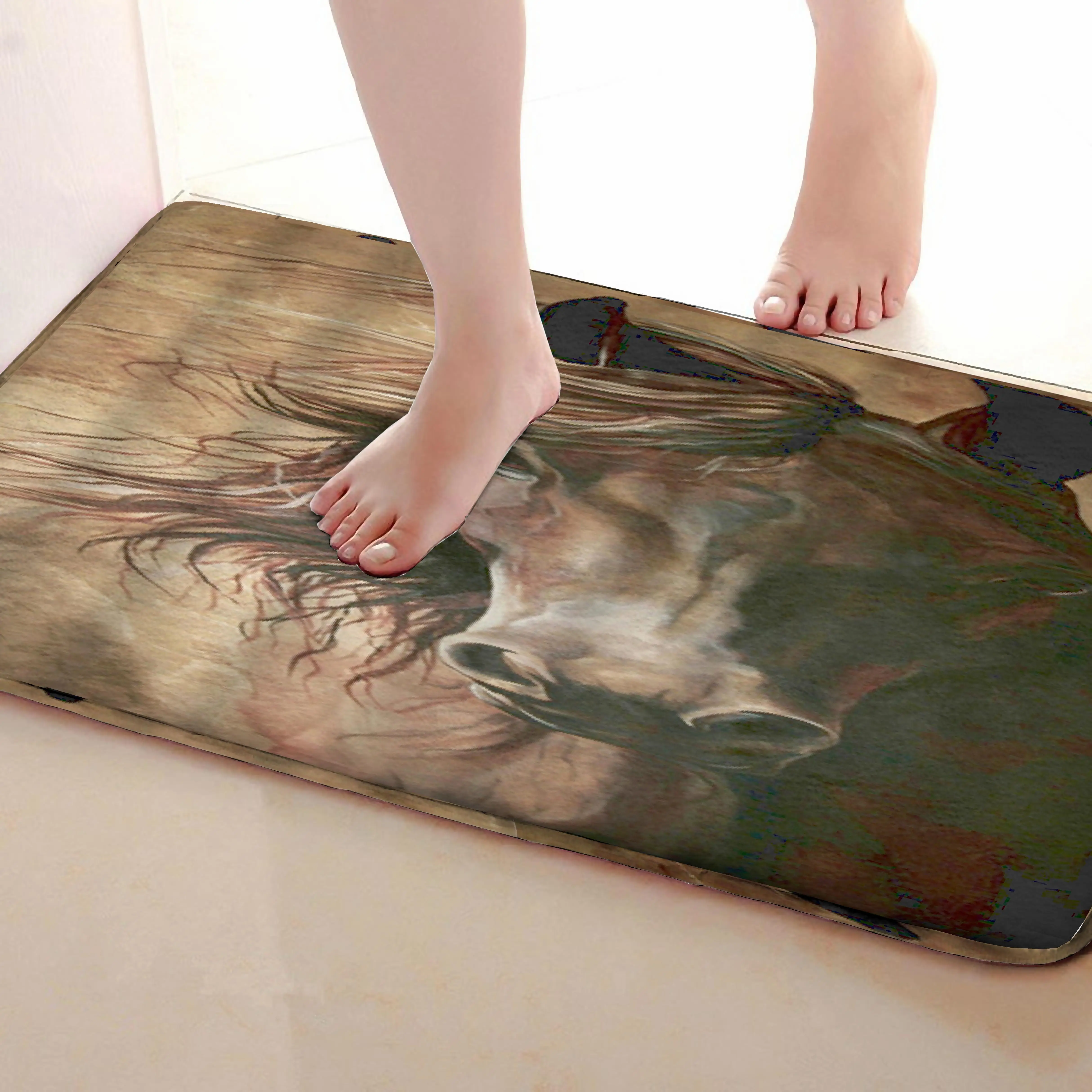 Коврик для ванной комнаты в стиле лошади, Забавный Противоскользящий коврик для ванной, аксессуары для душевой занавески, соответствующие вашей душевой занавеске