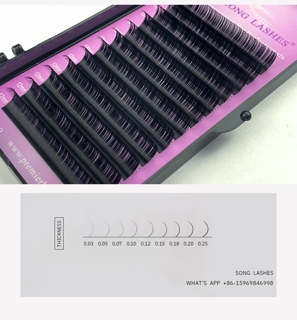 SONG LASHES High Quality Eyelash Extensions False lashes 12 lines per tray eyelashes Color change Gradually