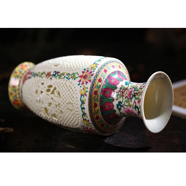 New Design Antique Jingdezhen China Ceramic Vase Chinese Pierced Vase For Christmas Gift 5