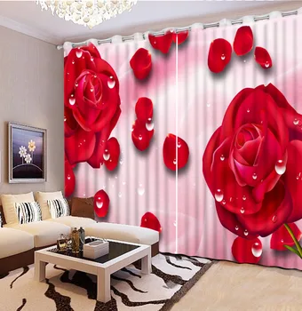 

wedding curtains rose curtains Luxury Blackout 3D Window Curtains For Living Room Bedroom Customized size