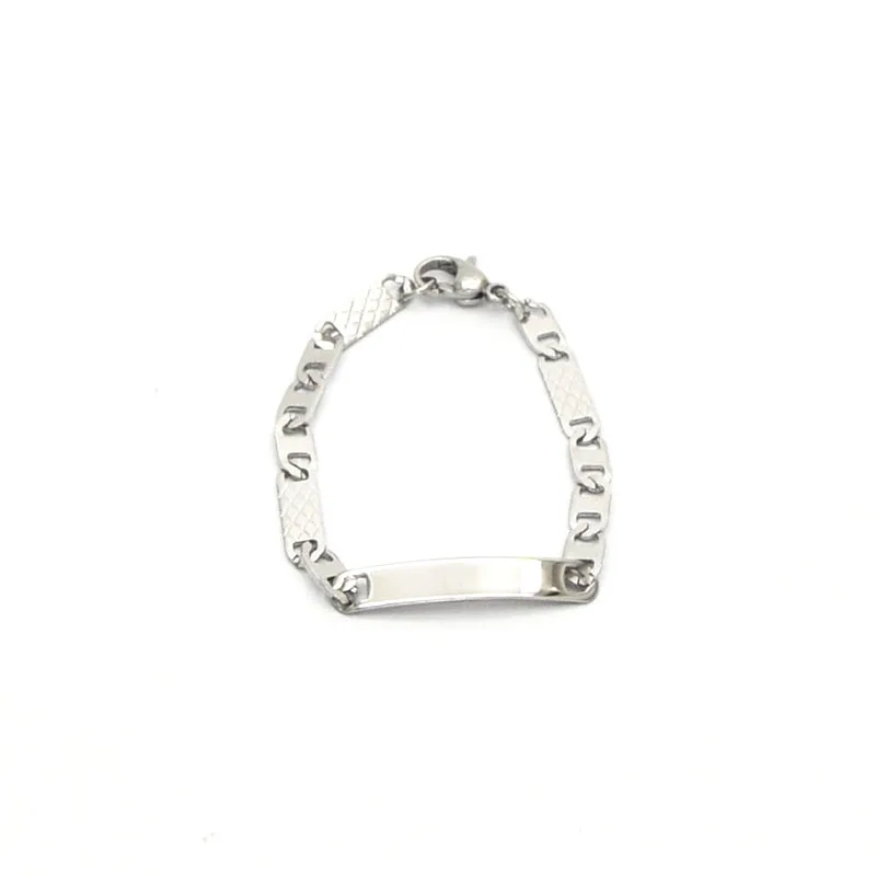 

2019 Children Bracelet Silver Charm Bar Shape Bracelet Stainless Steel Bracelet For Boys Gifts Br042039