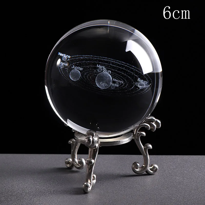 

Deli 1PCS 6CM 3D Miniature Planets Model Laser Engraved Solar System Ball Sphere Glass Globe Ornament Home Gift for Astrophile