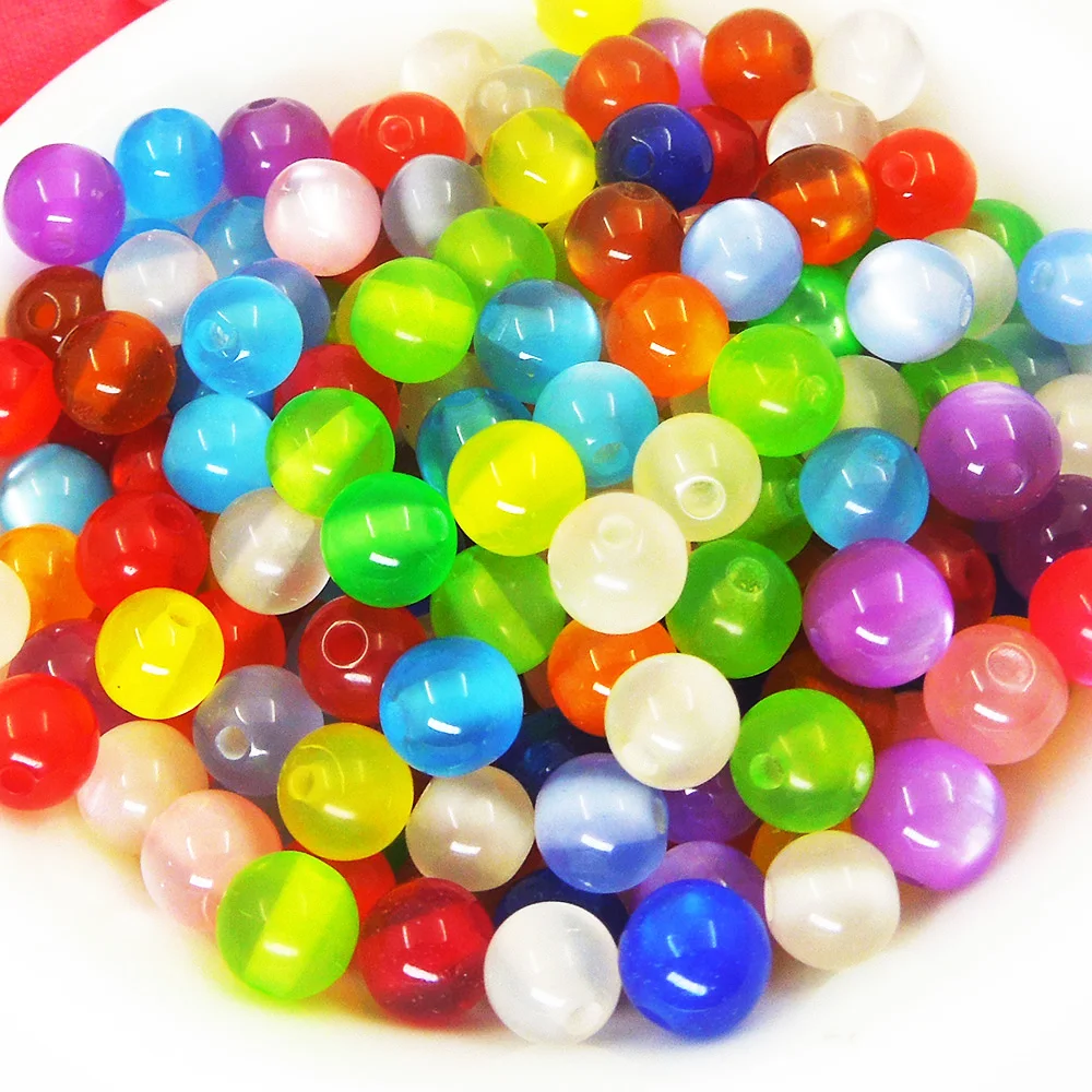 150PCS 6mm Mixed Colorful Beads Round Resin opal Spacer Beads Jewelry