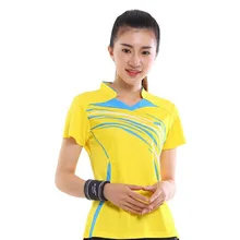 Высококачественная Антистатическая быстросохнущая спортивная рубашка для девочек, бадминтон для девочек, футболка, женская одежда для тенниса, желтая XF-20