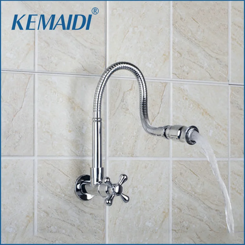 KJEMAIDI Kitchen Wall Mount New Brand Hot Sale Shipping All Around Rotate Swivel Chrome Single Cold