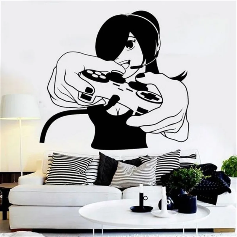 

Game Handle Sticker Girl Gamer Decal Gaming Posters Gamer Vinyl Wall Decals Parede Decor Mural Video Game Sticker