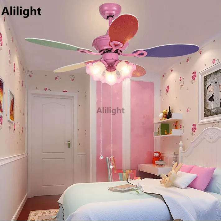 Colorful Children S Roomceiling Fans With Light Flower Shaped