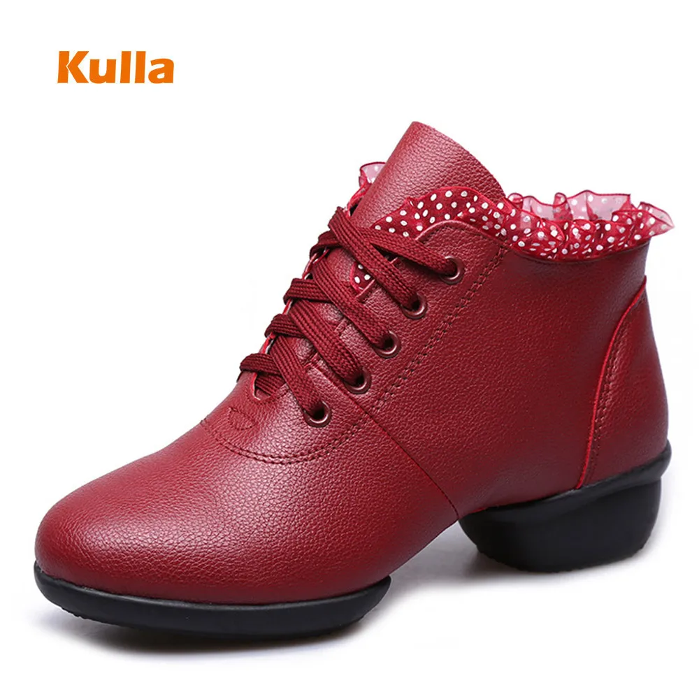 

Red/White/Black Women Teacher's Modern Dance Shoes Middle Heel 4cm Ladies Jazz Dance Sneakers Soft Outsole Feature Sport Shoes
