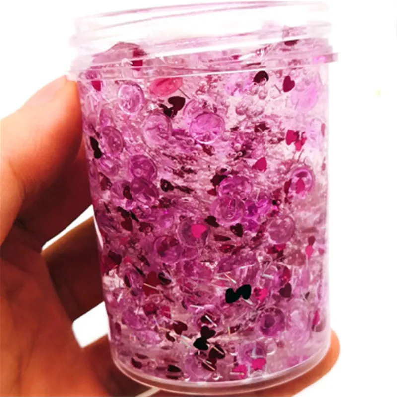 

Slime DIY flat beads magic love piece slime transparent crystal mud transparent decompression toy slime fluffy super light clay