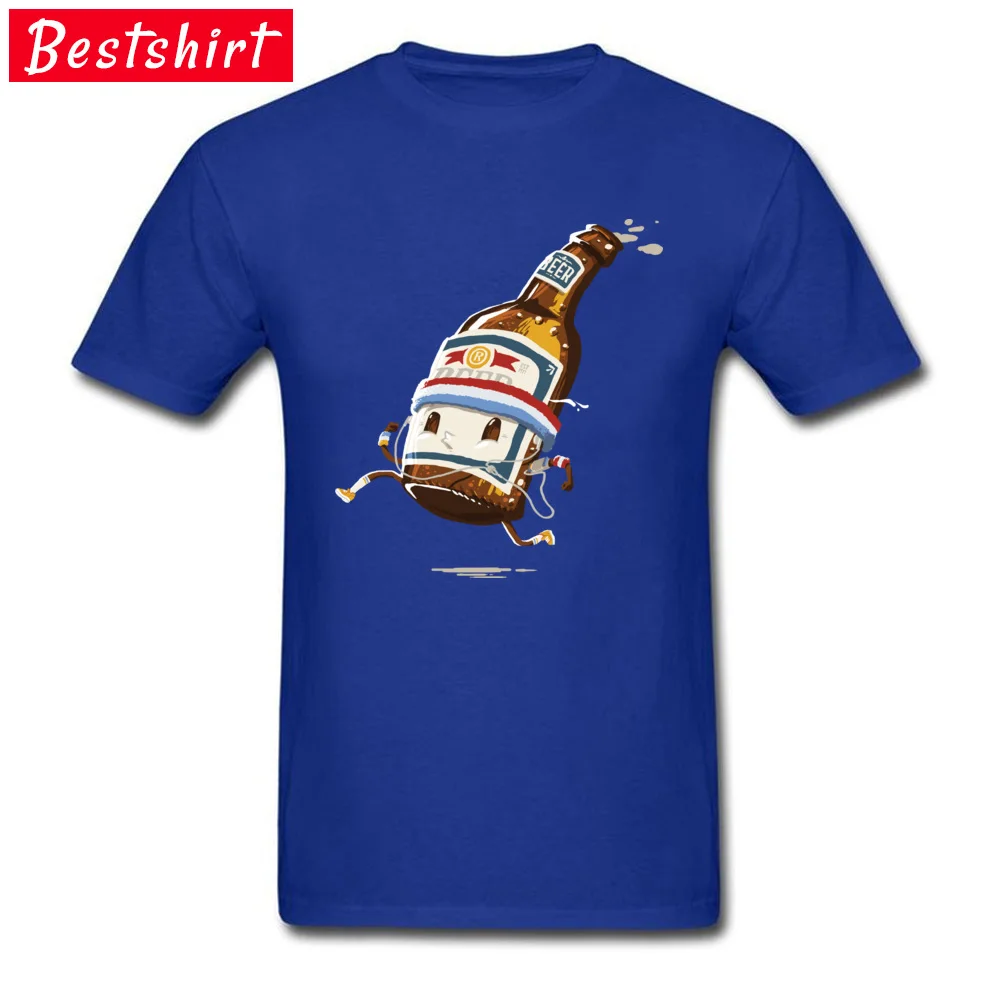Beer Run Male Newest Europe T Shirt Crew Neck Summer/Fall 100% Cotton T-Shirt Cool Short Sleeve Clothing Shirt Beer Run blue