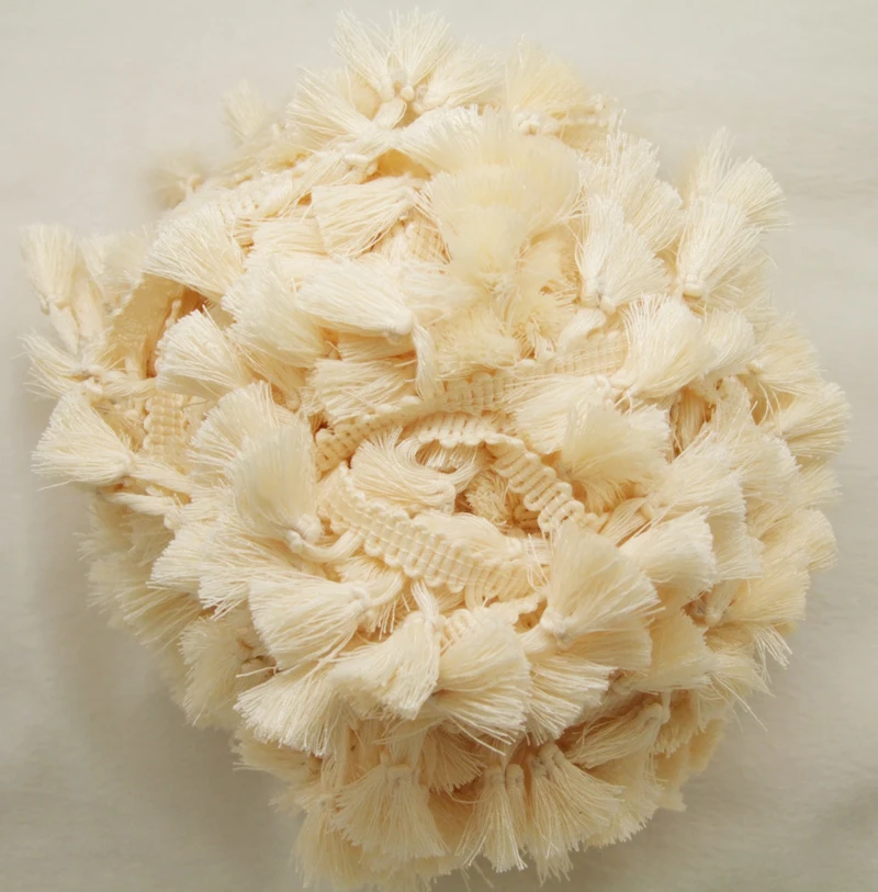 3Yards/Lot Vintage 100 cotton knotted Light Yellow fringe trim with