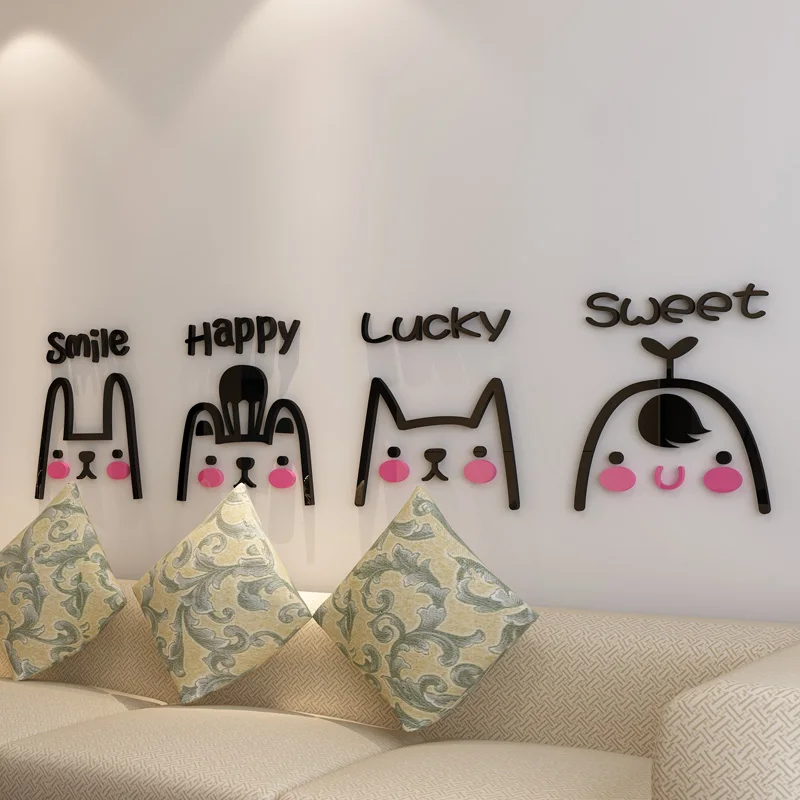 

Rabbit Kitty Bear Design Cartoon Wall Sticker 3D Acrylic Stickers for Living Room Baby Room Nursery School Decor