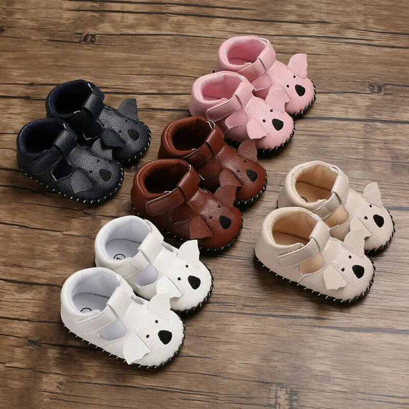 Baby Newborn Flats Non-Slip Soft Soled Leather Shoes Girl Boy Kid Toddler Prewalker Sandals Crib Shoes Elephant Animal Shoes