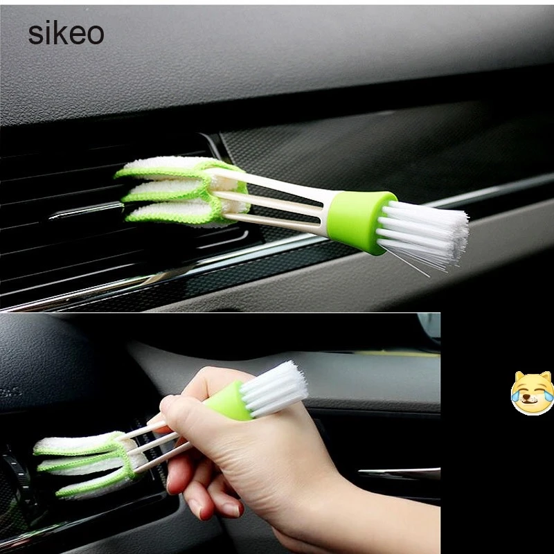 

sikeo Portable Car Air Freshener Dirt Dust Clean Care Car Tool Cleaning Brush Air Conditioning Vent Blinds Microfiber Brush