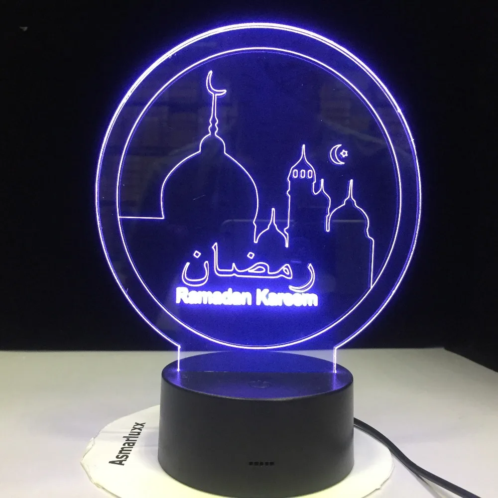Ramadan ислам blessding Mubarak 3D Акриловый светодиодный ночник для гостиной настольная лампа для спальни прикроватная настольная лампа праздничный ночник