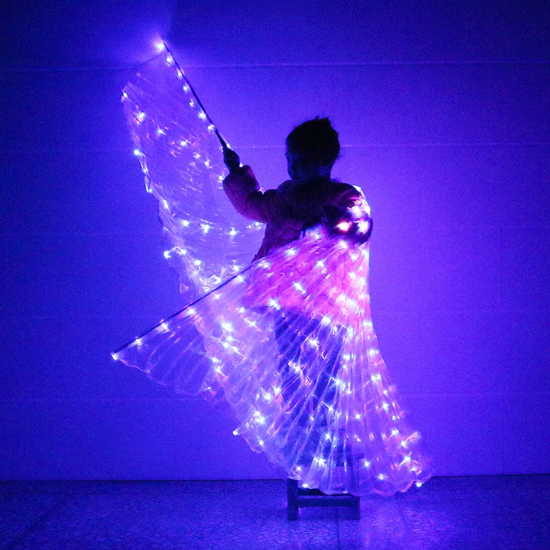 Новинка, детский светодиодный костюм для танца живота с крыльями, 360 Египетский сценический детский светодиодный костюм для диджея, крылья с палочками