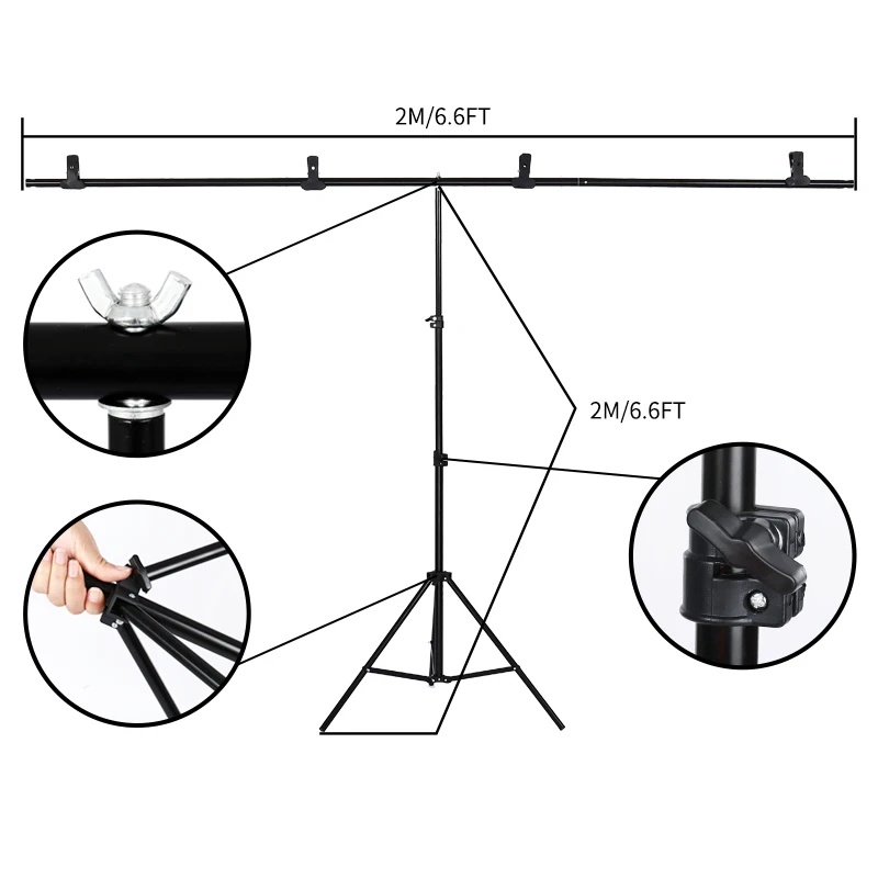 

Photo Backdrop Stand 2m*2m/ 6.5ft*6.5ft Photography Background Stand Support System Kit Video Photography Studio