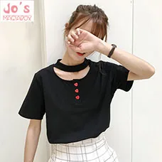 Off-schulter-top-2016-rock-koreanische-t-shirts-sommer-nette-frauen-tops-harajuku-kawaii-liebe-tasten