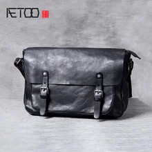 AETOO Retro casual Men's leather one-shoulder oblique postman bag, hand foreman layer cowhide computer Bag