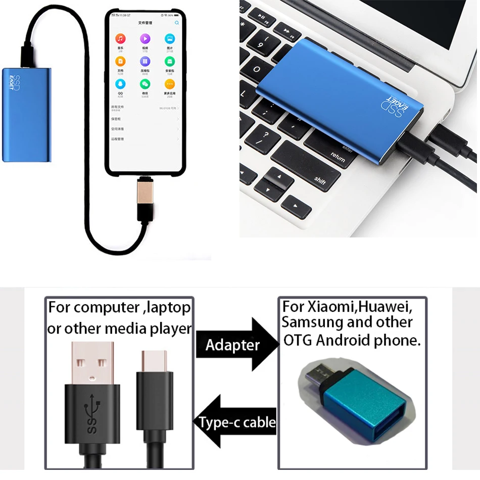 Eaget M10 Super high Speed Externe SSD USB 3.1 Gen 2 festplatte Typ-C 512 GB 1 TB Tragbare SSD Meta