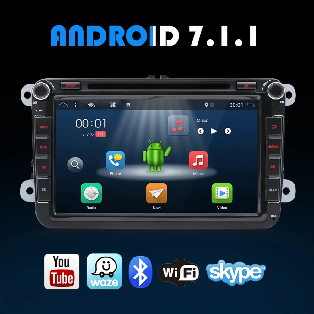 Android 7 1 2din Авторадио автомобильный DVD gps плеер для Volkswagen VW Golf Jetta Touran TIGUAN Passat Skoda с