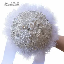 Modabelle Европейский стиль белые кружевные Свадебные цветы Свадебные букеты с хрустальным жемчугом Ramo Boda букет цветов невесты Новинка