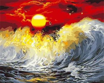 

Frameless painting by numbers paint by number for home decor PBN for living room 4050 sunset