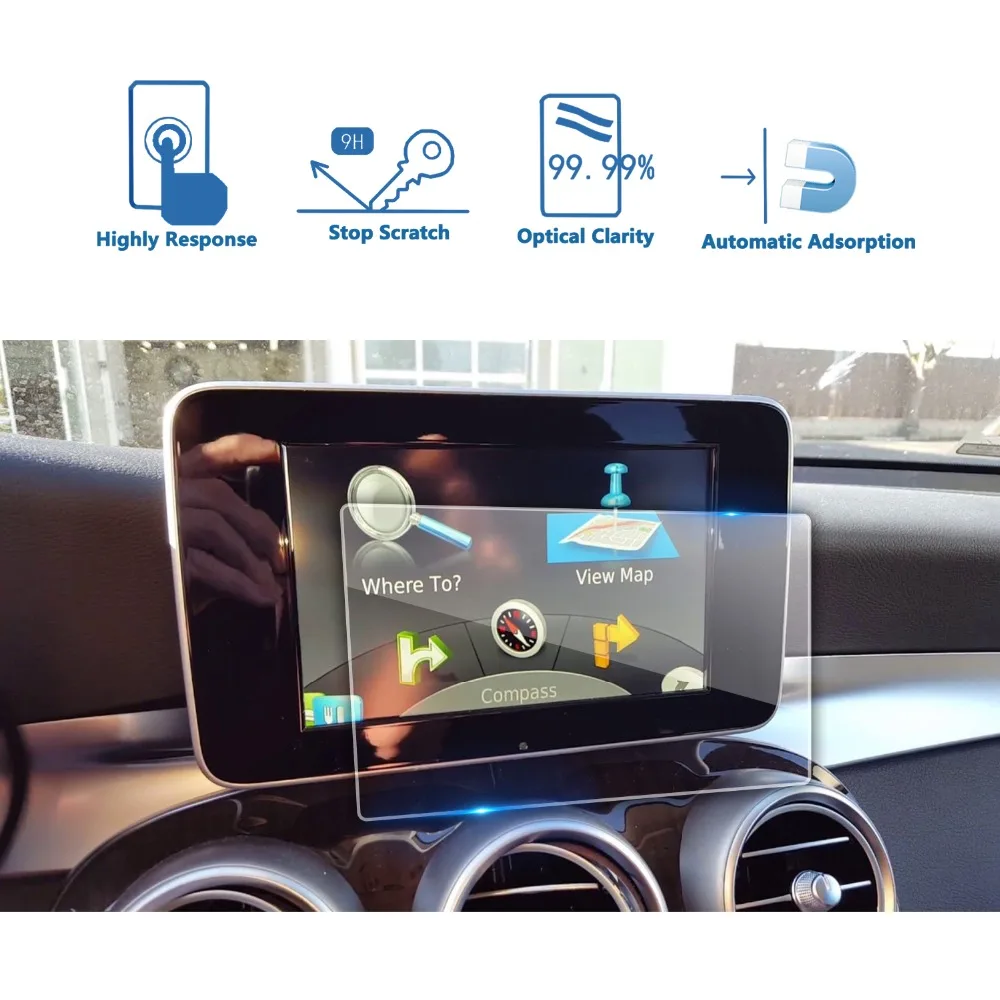 

RUIYA screen protector for Mercedes benz GLC (X253) 7inch car navigation touch center display,9H tempered glass screen protector
