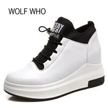 

WOLF WHO 2017 Women Hidden Heel Platform Shoes White Krasovki Ladies Female Casual Fashion Tenis Feminino Chaussure Femme H-126