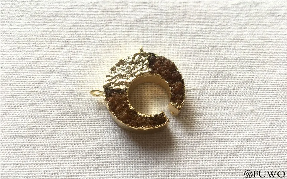 Natural Druzy Crescent Pendant 13