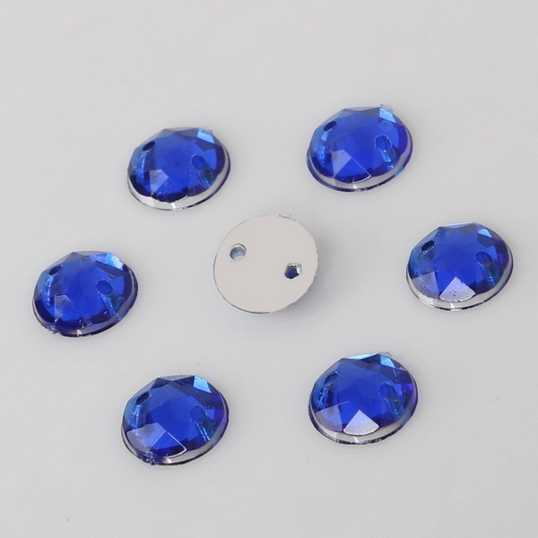 8mm Round Crystal Flatback Acrylic Beads Two Holes Loose Beads For DIY Jewelry Making Needlework Accessories
