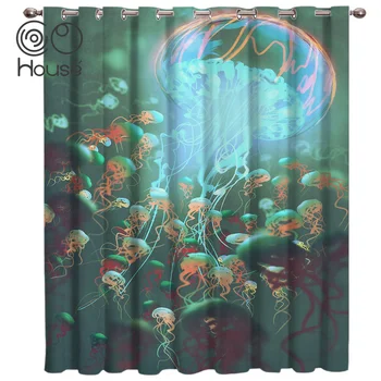 

COCOHouse Jellyfish King Glowing Jellyfish Window Curtains Dark Curtains Bathroom Bedroom Outdoor Fabric Floral Decor Window