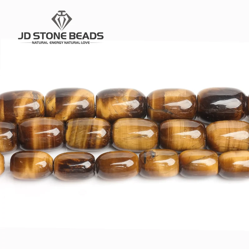 

JD Stone Beads Free Shipping Natural Tiger Eyes Drum Barrel Shape Beads Personal Design Gifts Accessory