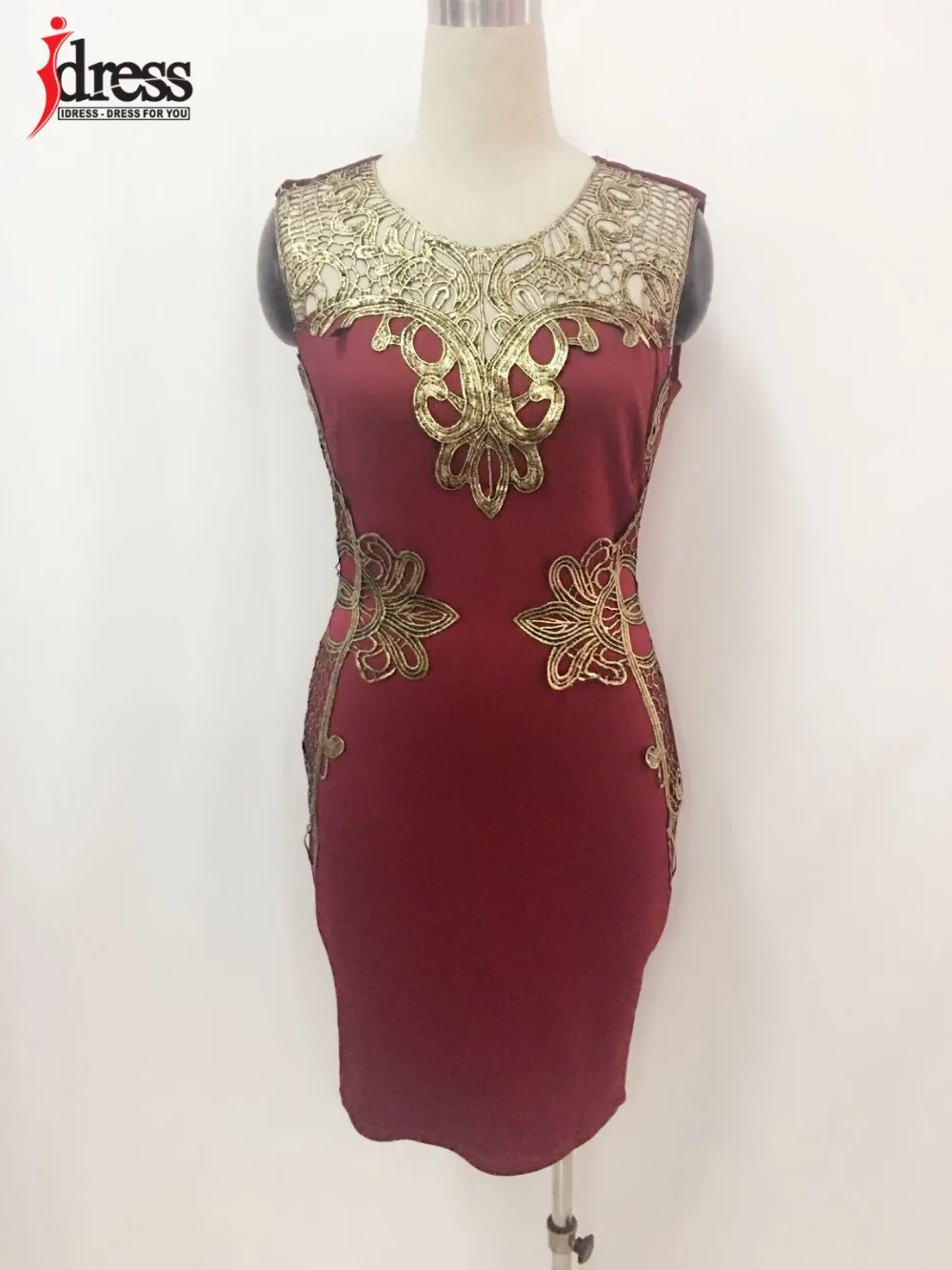 IDress Plus Size Women Clothing Bodycon Trendy Print Evening Dress for Women Golden Embroidered Dress Summer Women High Quality (5)