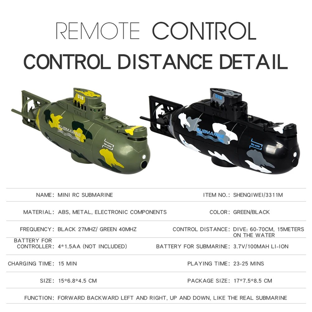 1 шт. мини подводная лодка пластиковый пульт дистанционного управления 3,7 в Водонепроницаемая подводная лодка на радиоуправлении RC игрушка мини лодка для детей подарок для детей