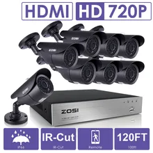 ZOSI 8-КАНАЛЬНЫЙ 1080 P Водонепроницаемый Системы ВИДЕОНАБЛЮДЕНИЯ Видеорегистратор 8 ШТ. 1.0MP Видеонаблюдения Главная Камеры Безопасности Комплекты С