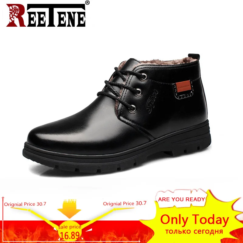 

REETENE Ankle Men'S Boots For Sneakers Shoes Men High-Top Hiking Warm Men Snow Boots New Style Business Fashion Winter Men Boots