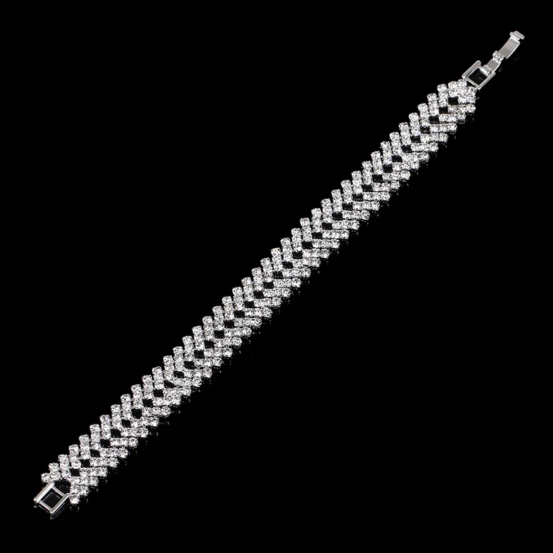 Elegant Simulated Pearl Crystal Bracelets For Women Silver Color Charm Bracelets & Bangles Bridal Wedding Jewelry Femme Gifts