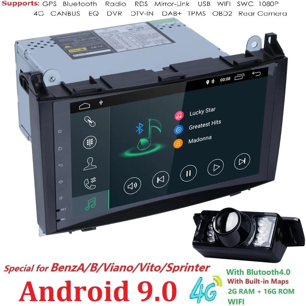  2GRAM 4G WIFI 2din no-DVD GPS Head unit for Mercedes Benz B200 A B Class W169 W245 Viano Vito W639 