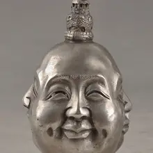 Zhmeru0011@++ Китайский Старый Тибет Серебряные Коллекционные Ручной Работы Резные Статуя Будды Нюхательный Флакон