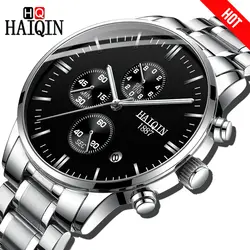 HAIQIN Лидирующий бренд Для мужчин часы Кварцевые Простой бизнес часы из нержавеющей стали водонепроницаемый спортивные часы Дата дисплей