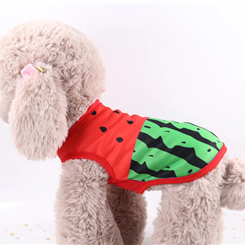 

Cute Pet Dog Clothes For Small Dogs Watermelon Printed Puppy Cat Cotton T-shirt Vest Summer Pet Clothing Chihuahua Pug Shirts