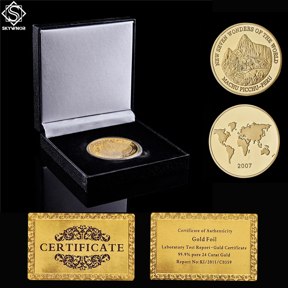 2007 World New Seven wonderes Peru Cuzco Machu Picchu Inca Empire позолоченная памятная монета медальон с