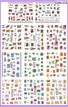 

11 PACKS / LOT 3D SIMULATION STAMP SELF-ADHESIVE NAIL TATTOOS STICKER NATIONAL FLAG STAMP POST E204-214