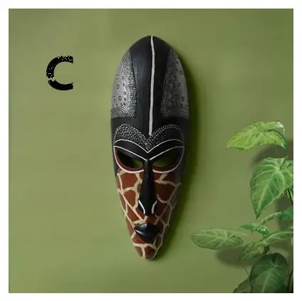 Креативные ретро экзотические африканские маски из смолы, настенные фотообои для портретов, подвесные украшения, аксессуары для дома, лучший подарок - Цвет: C