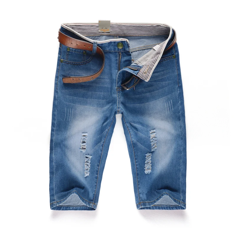 

New Fashion Mens Ripped Short Jeans Brand Clothing Bermuda thin breathable  Summer Shorts Breathable Denim Shorts Male