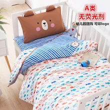 Мультфильм Постельное белье для детского сада детей постельное белье шт. 3 шт. Комплект Детская кроватка простыни из хлопка Наволочка Набор пододеяльников для пуховых одеял