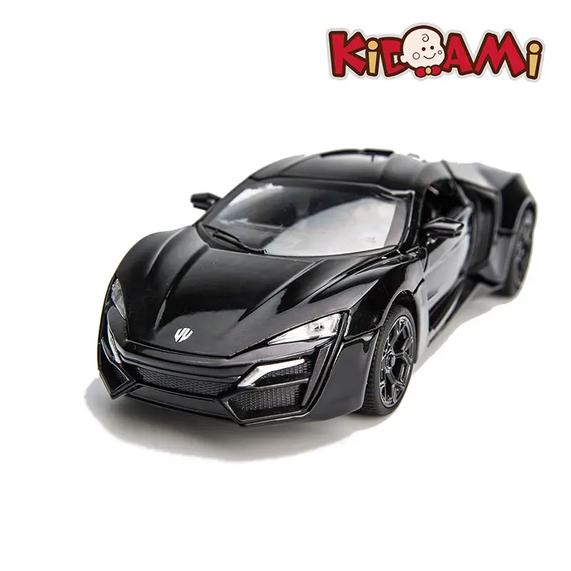 KIDAMI 1:32 быстрый и яростный ликан литой автомобиль игрушечные машины оттяните назад автомобиль со звуковым светом Подарочная коллекция для детей и взрослых - Цвет: Black Lykan