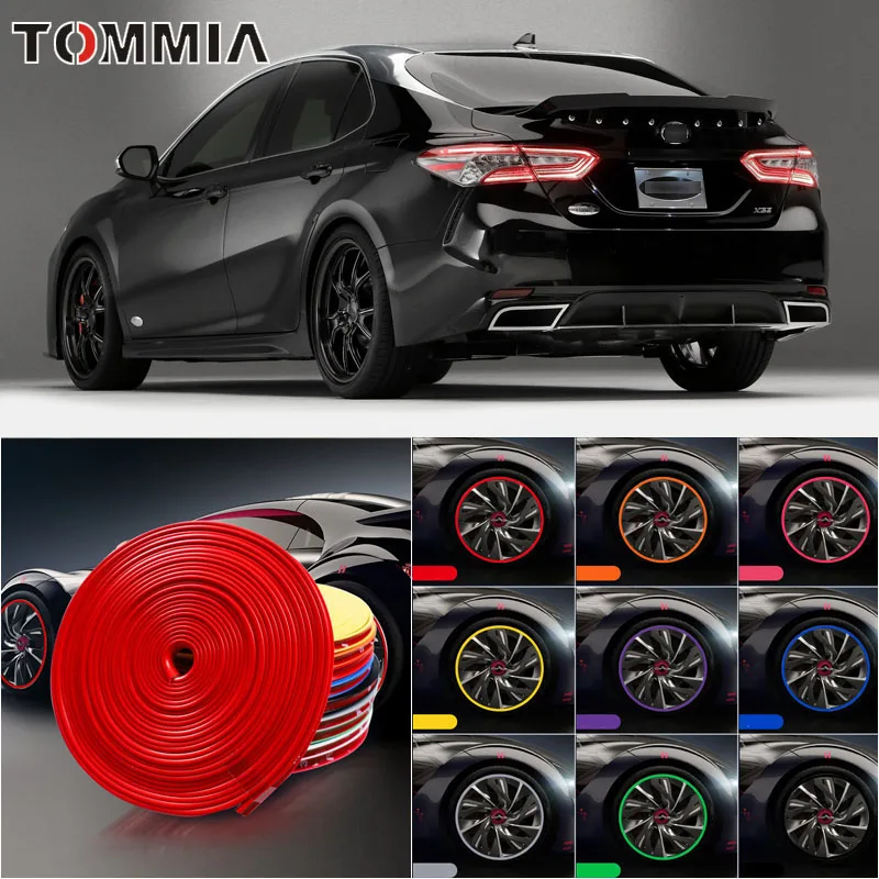 

8M Car Wheel Hub Rim Edge Protector Ring Tire Strip Guard Rubber Decals For Toyota Camry