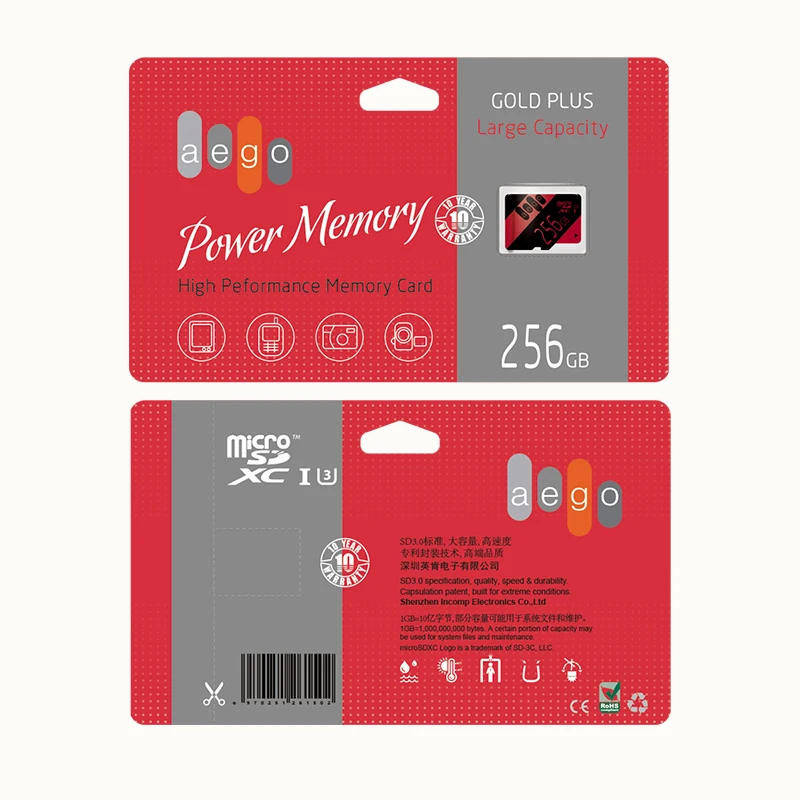 Карта памяти AEGO 256 128 64 32 16ГБ Class 10 U3 microSDHC UHS-I(без адаптер